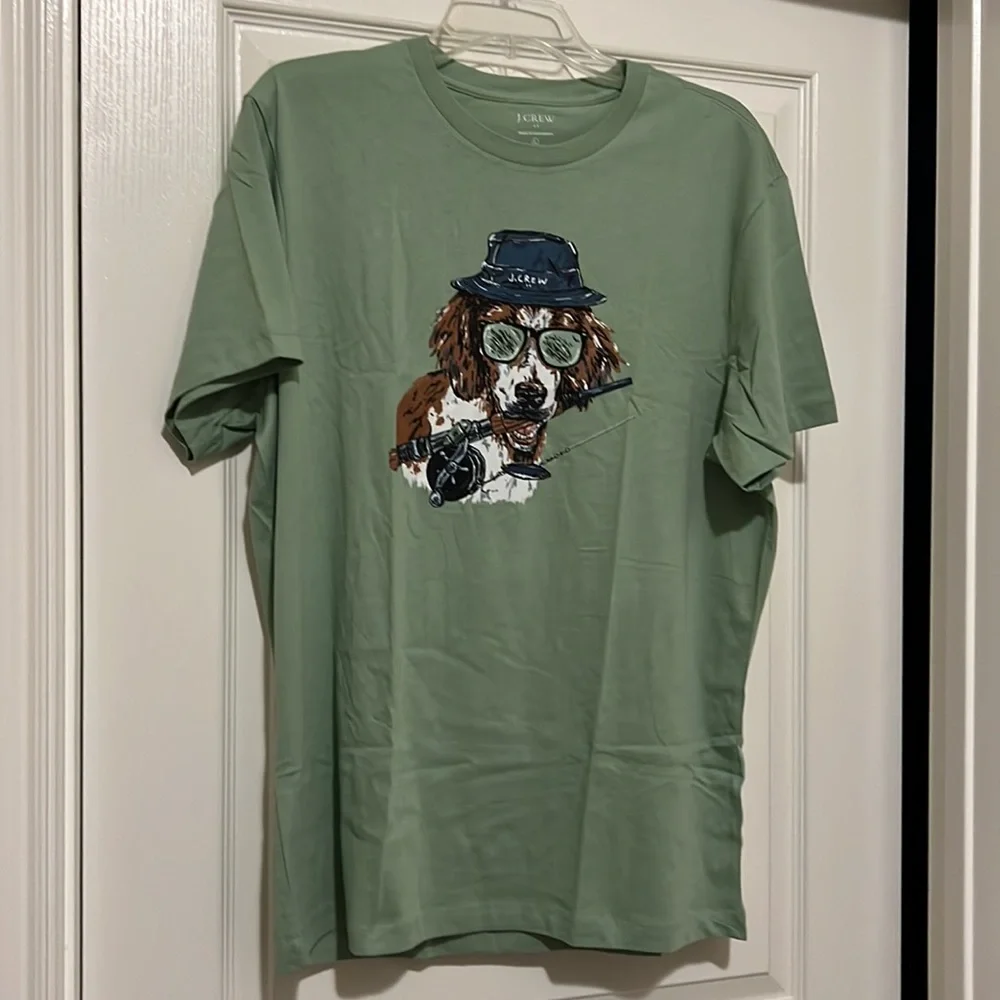 NWT J Crew Fishing dog graphic tee